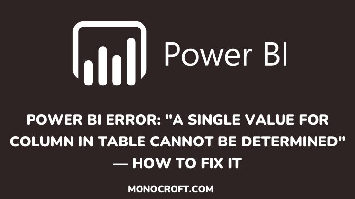 how to fix single column value error - monocroft