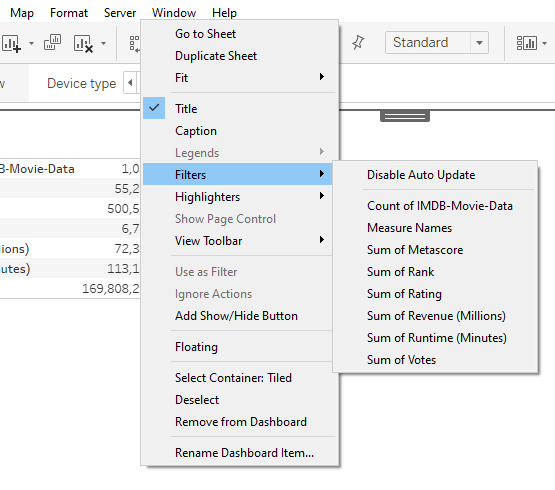 Configuring a Filter in Tableau